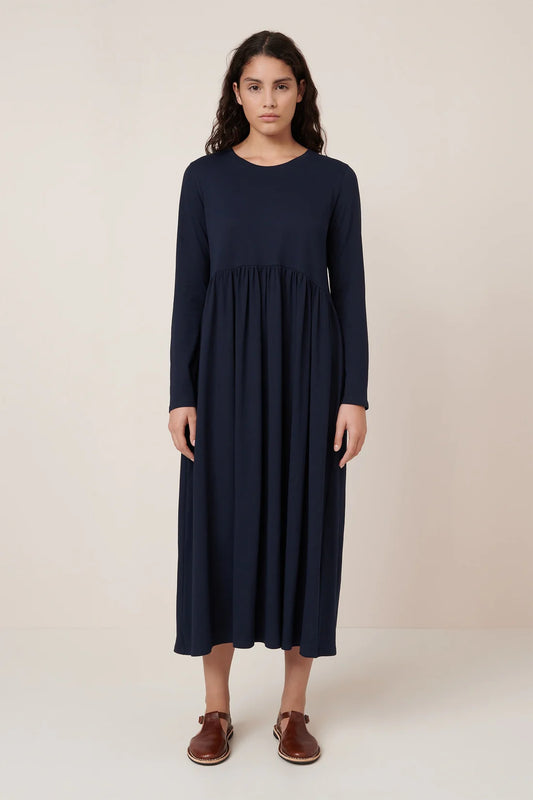 KOWTOW | Long Sleeve Gather Dress - Navy