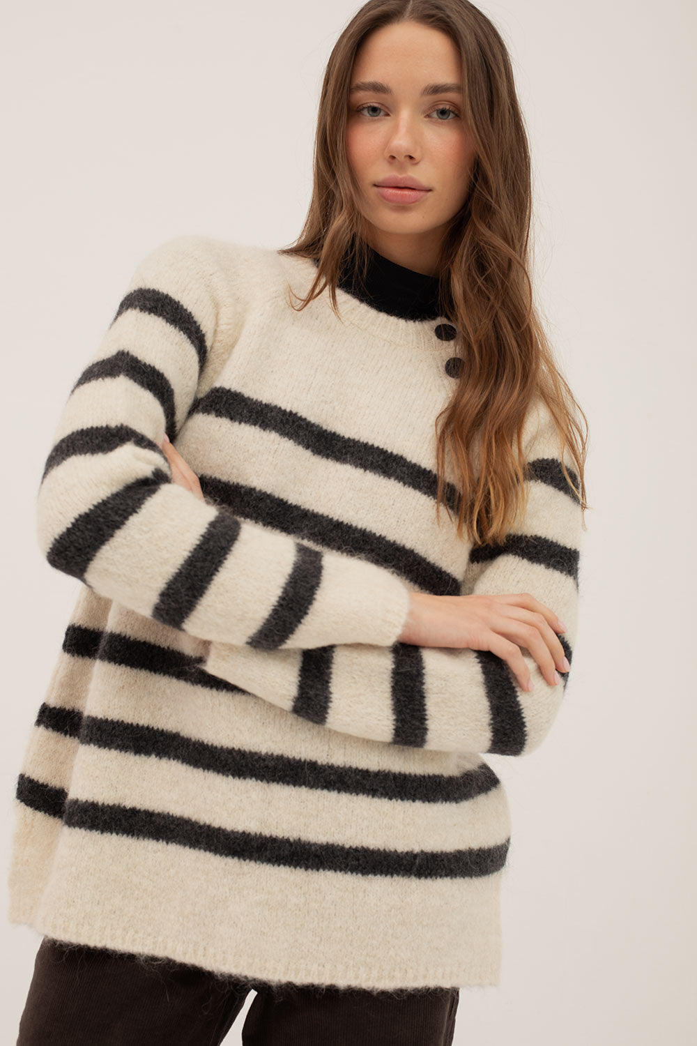 Mus & Bombon | Neiva Sweater - Ecru and Anthracite