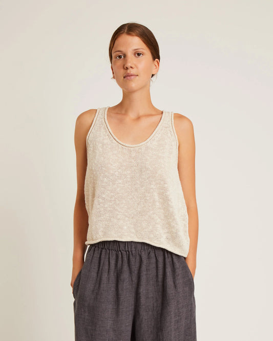 Naïf | Stina Linen and Silk Blend Knit Camisole - Oat