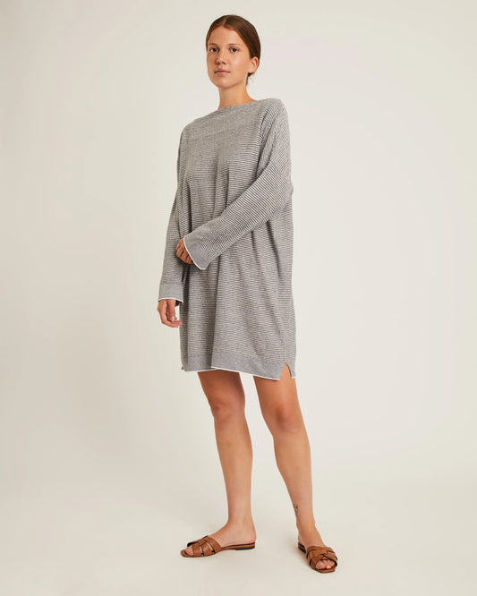 Naïf | Caitlin Striped Linen Dress - Ivory / Ink