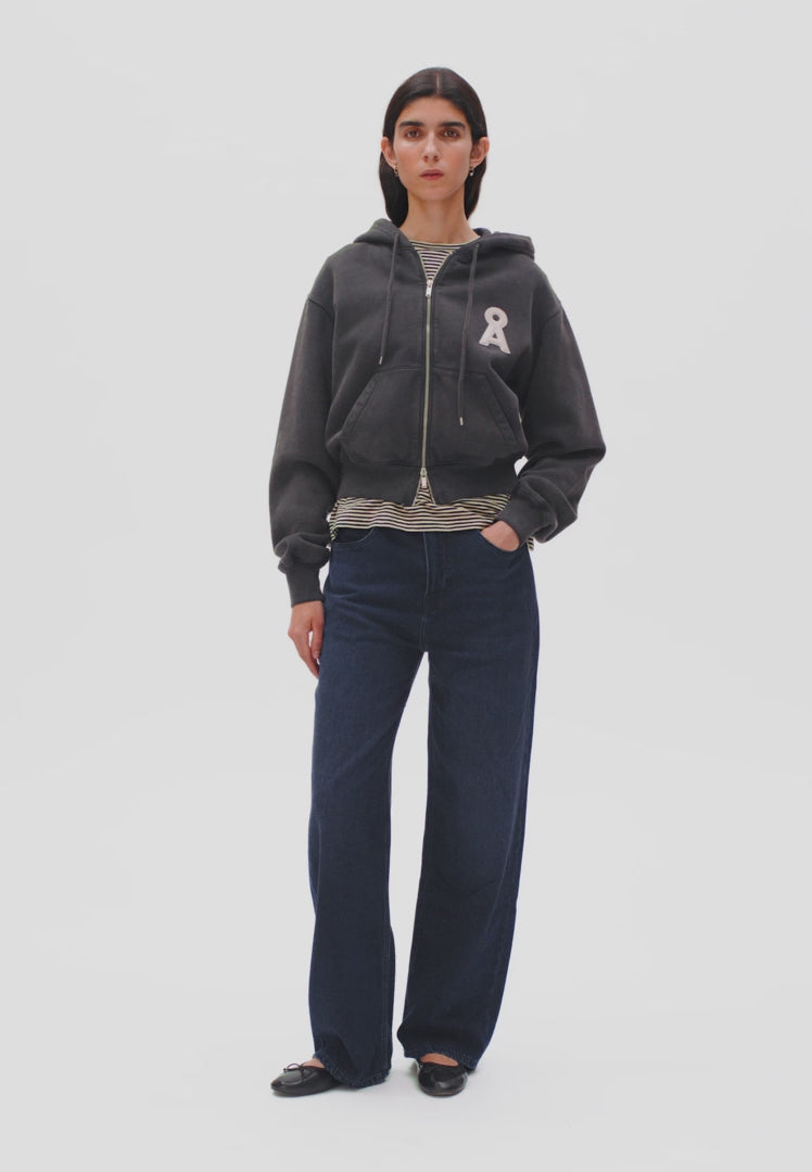 ARMEDANGELS | Cropped Zip Sweatshirt - Dark Steal