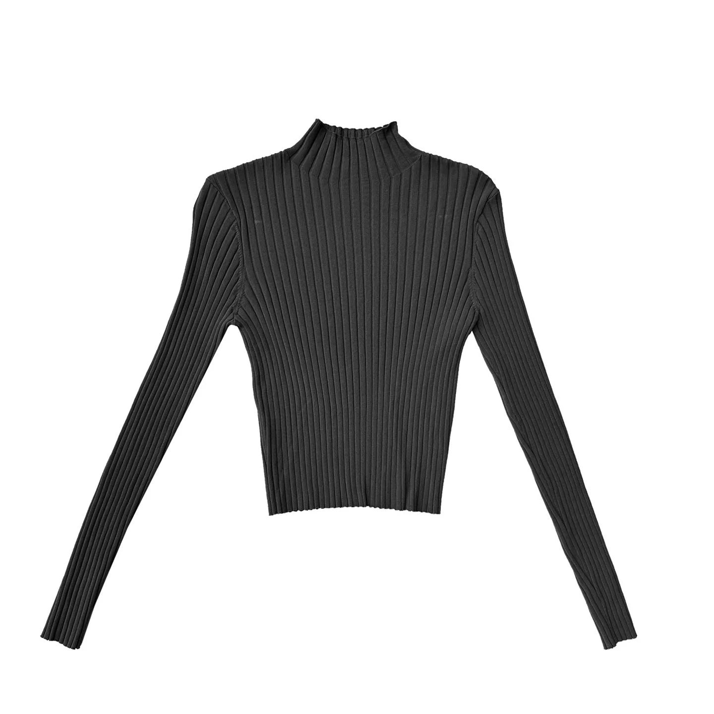 Ali Golden | Ribbed Mock Neck Sweater - Black