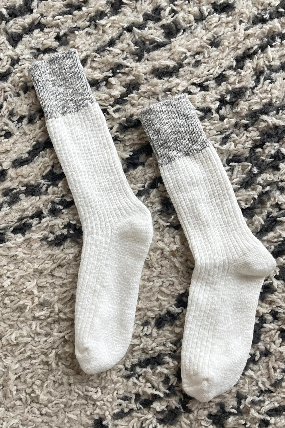 Le Bon Shoppe | Colour Block Cottage Socks - White Linen/H.T Grey