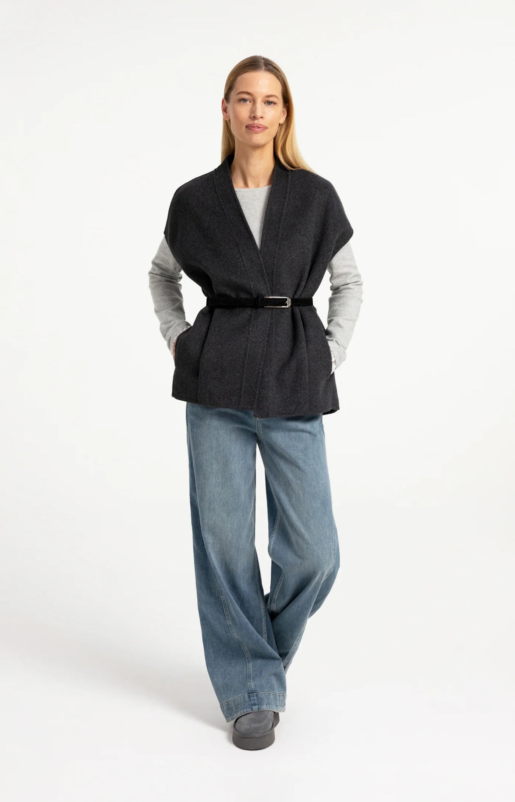 Yaya The Brand | Leather Belt with Crocodile Texture