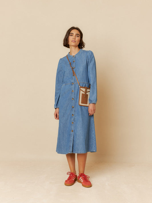 Indi & Cold | Washed Effect Denim Dress - Denim