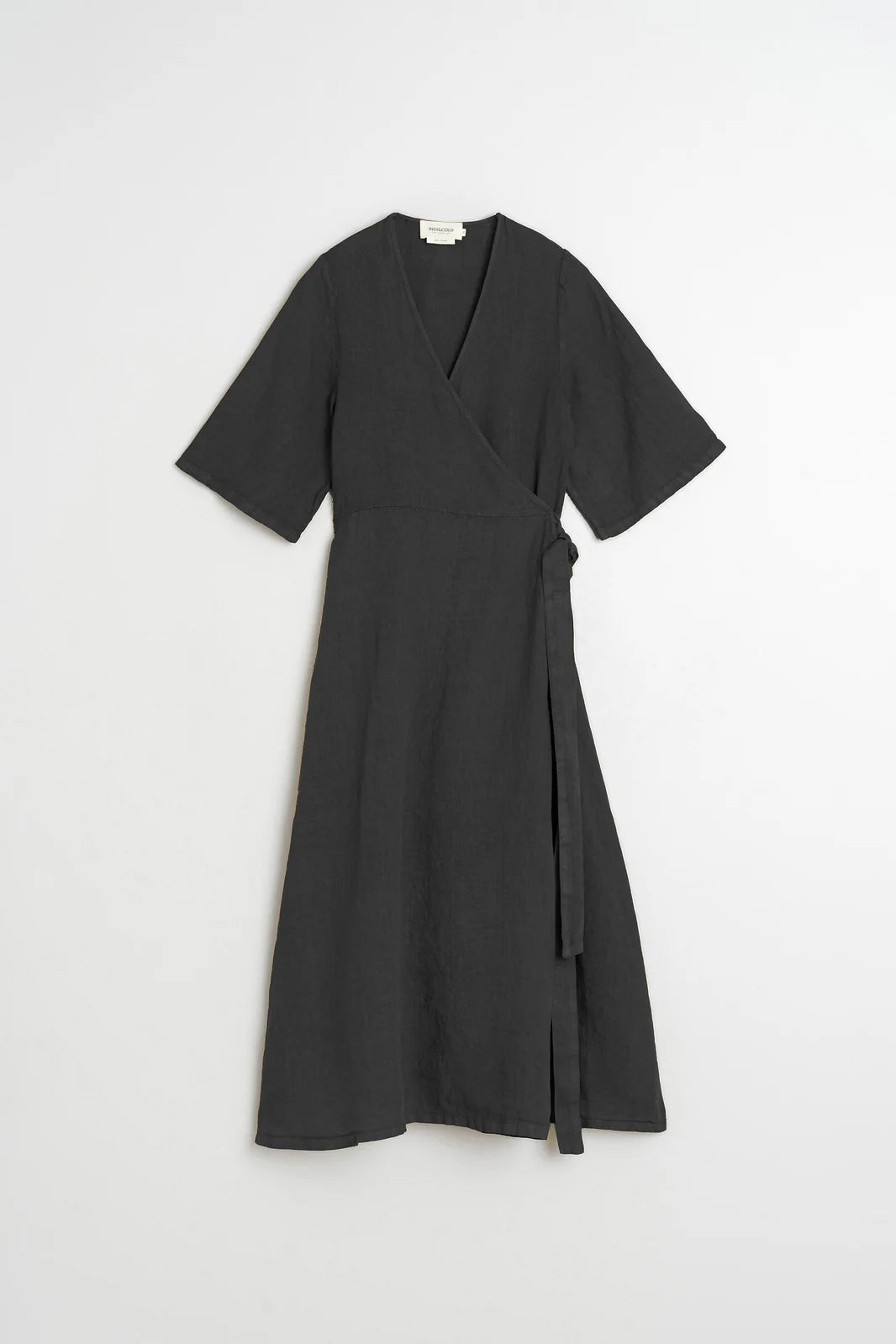 Indi + Cold | Crossover Linen Dress - Carbon