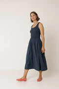 Indi + Cold | Combination Poplin Dress - Navy