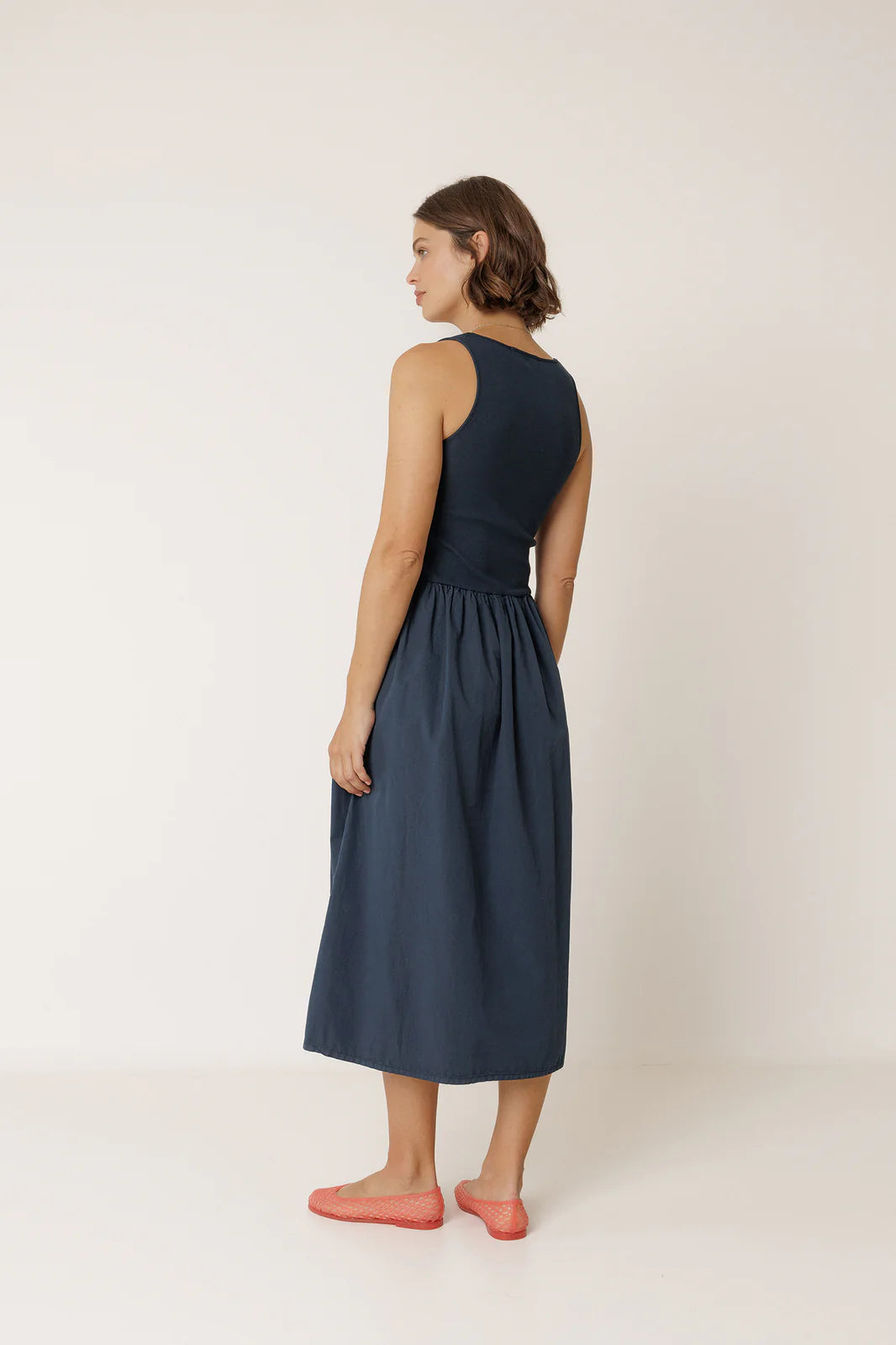 Indi + Cold | Combination Poplin Dress - Navy