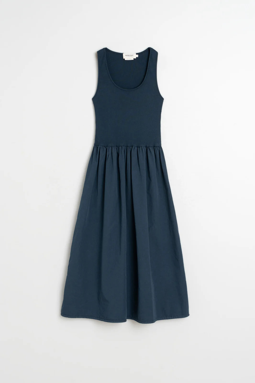 Indi + Cold | Combination Poplin Dress - Navy