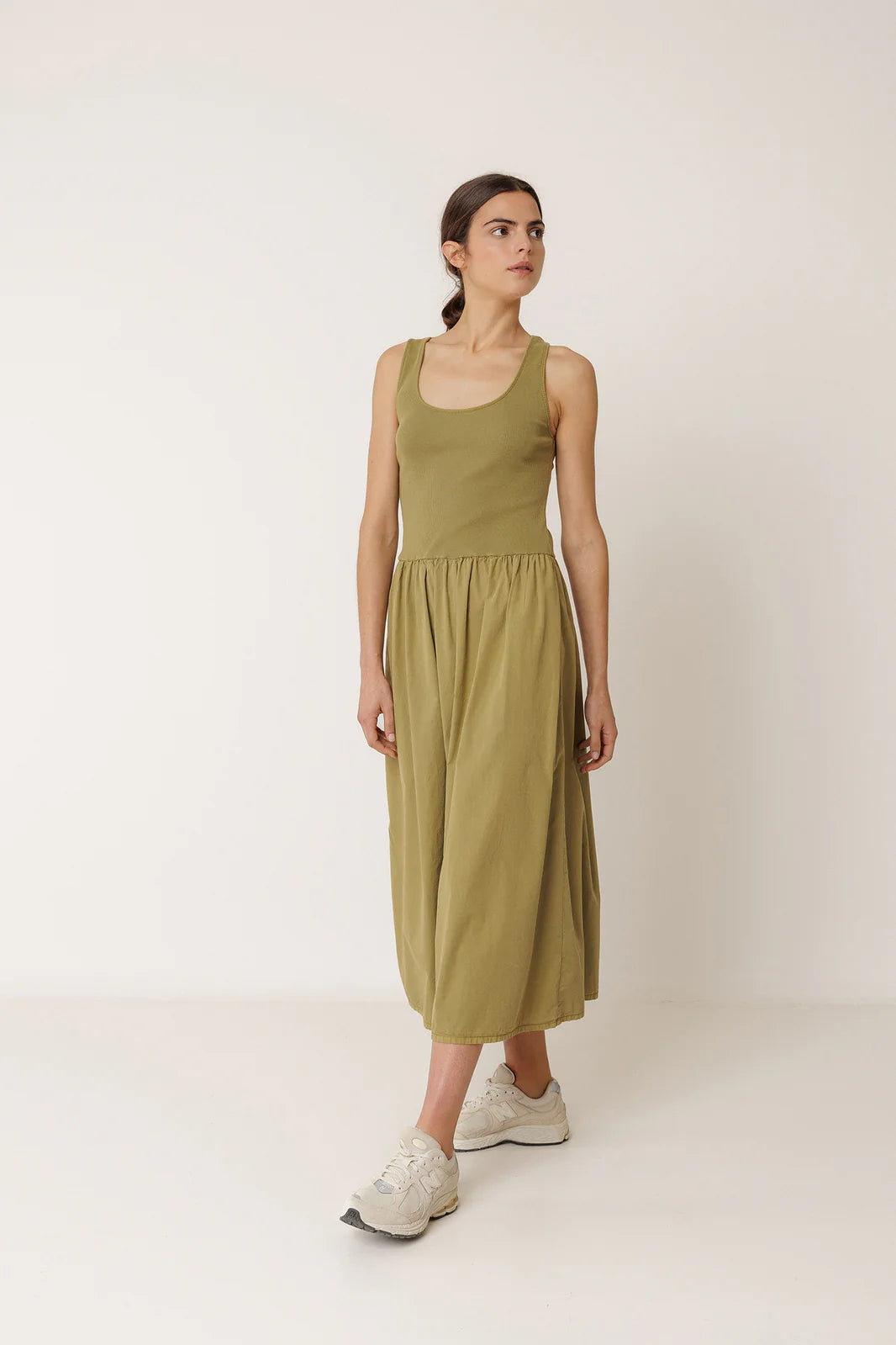 Indi + Cold | Combination Poplin Dress - Apple