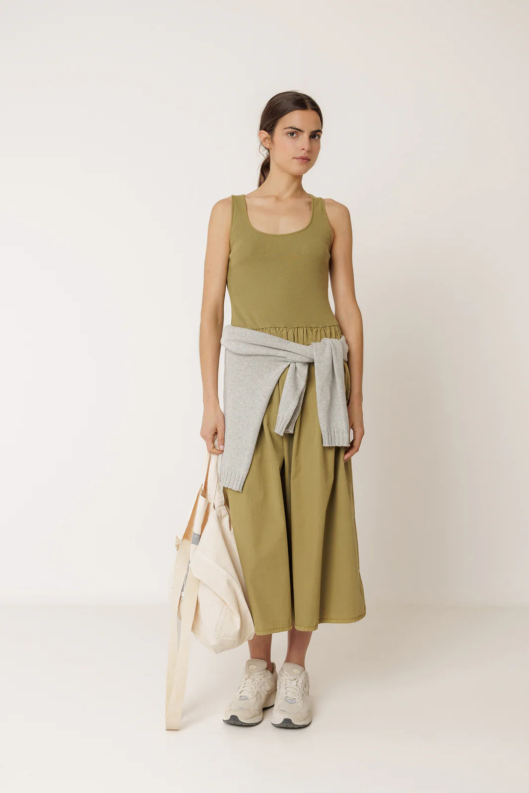 Indi + Cold | Combination Poplin Dress - Apple
