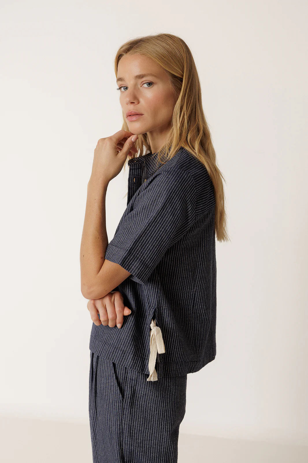 Indi + Cold | Striped Shirt With Tie