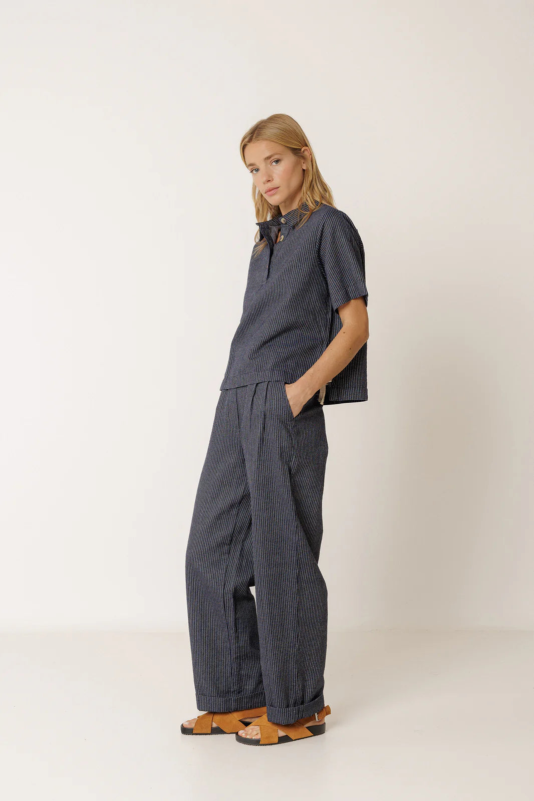 Indi + Cold | Striped Shirt With Tie