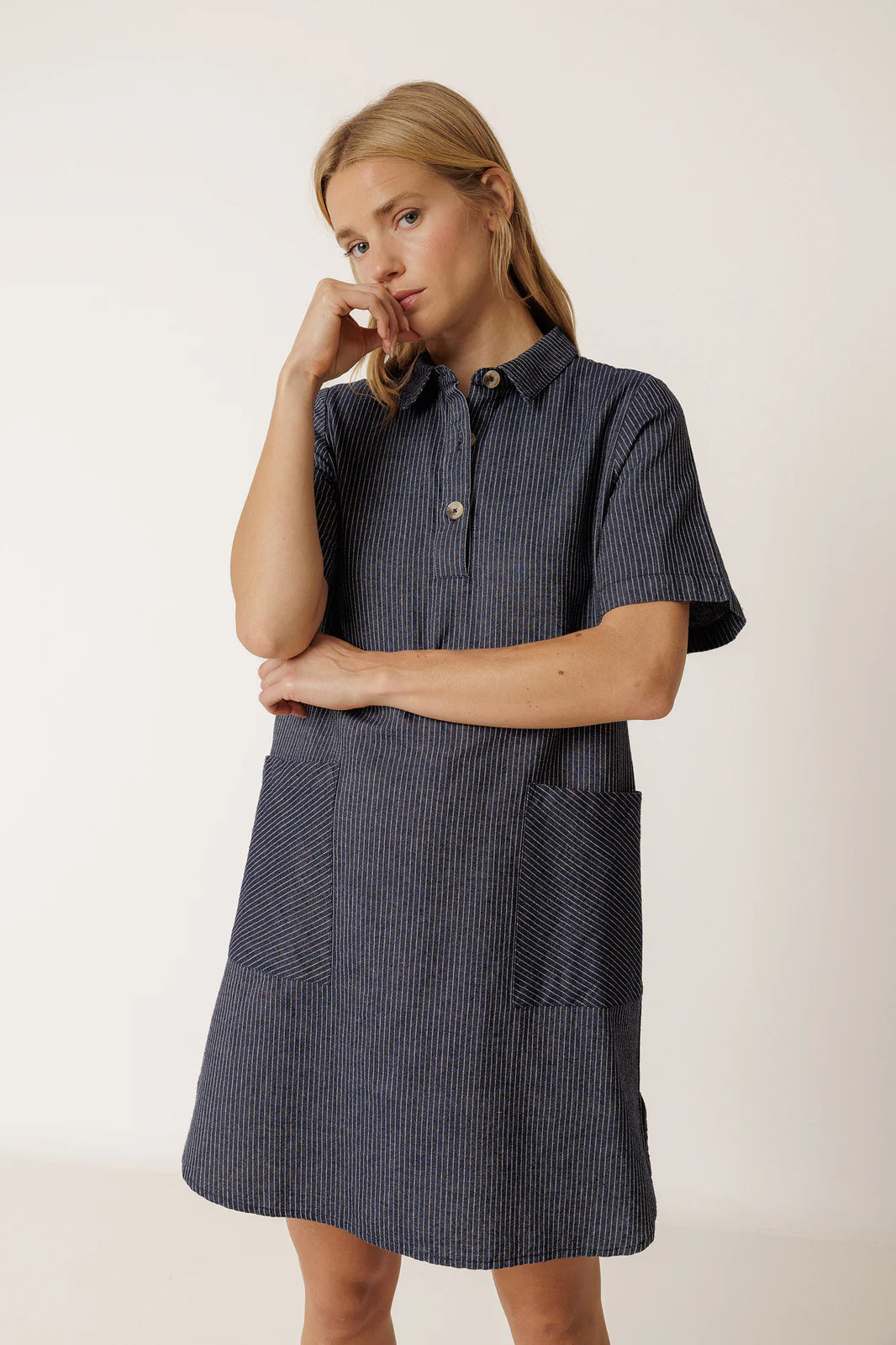 Indi + Cold | Polo-Collar Dress - Indigo Blue