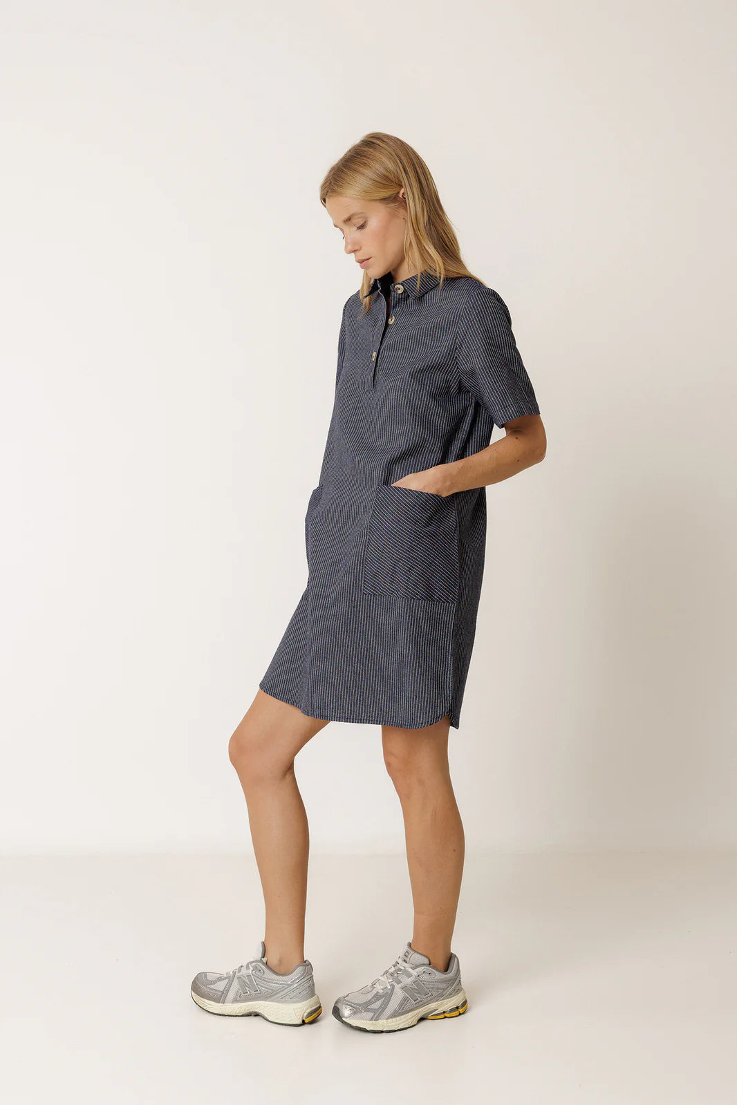 Indi + Cold | Polo-Collar Dress - Indigo Blue