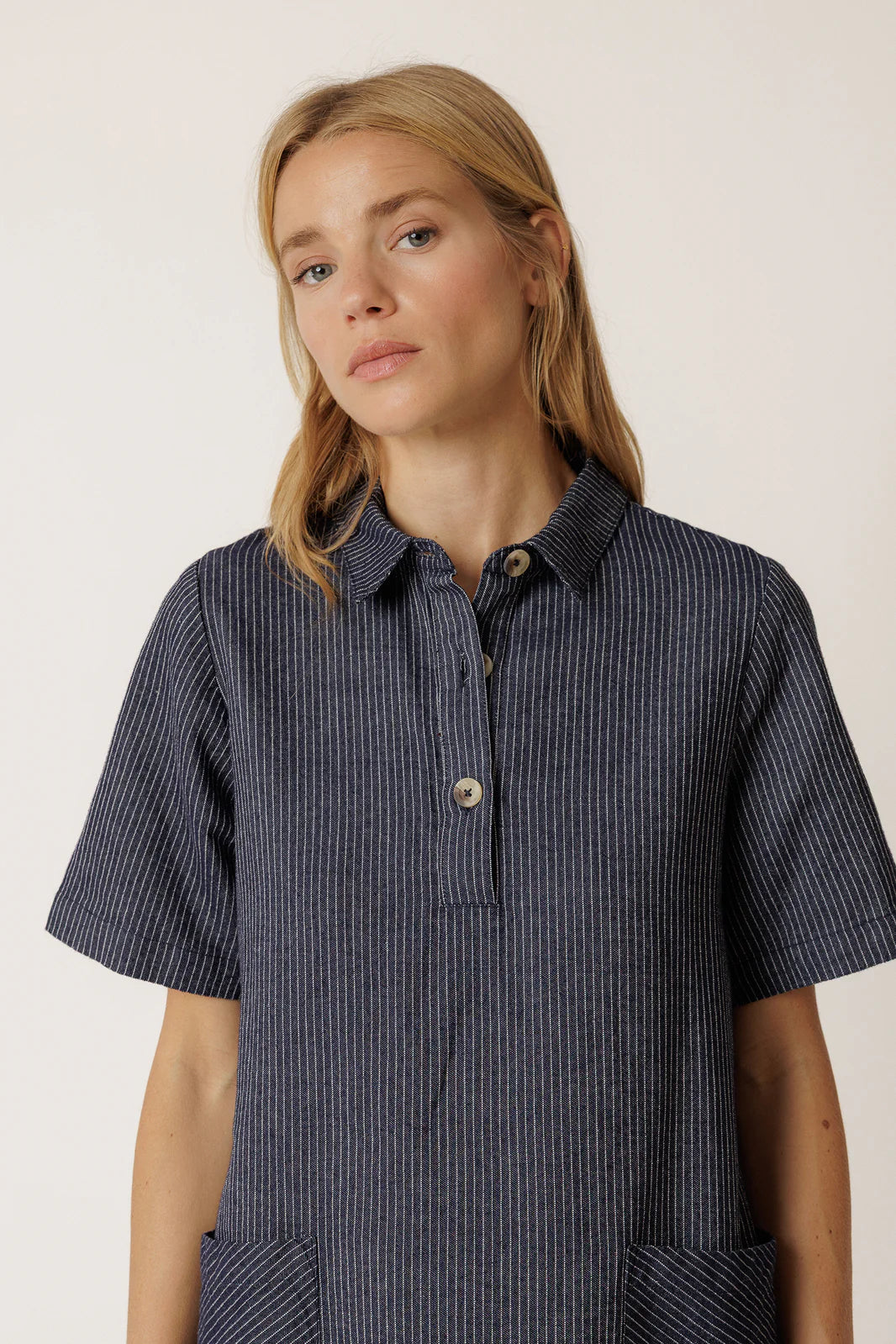 Indi + Cold | Polo-Collar Dress - Indigo Blue