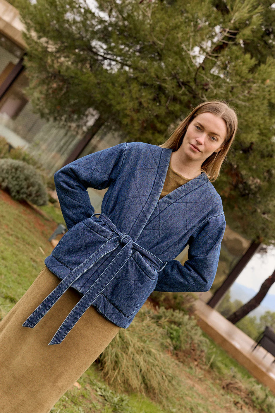 Indi + Cold | Quilted Kimono Jacket - Denim