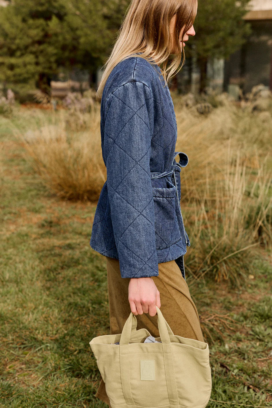 Indi + Cold | Quilted Kimono Jacket - Denim