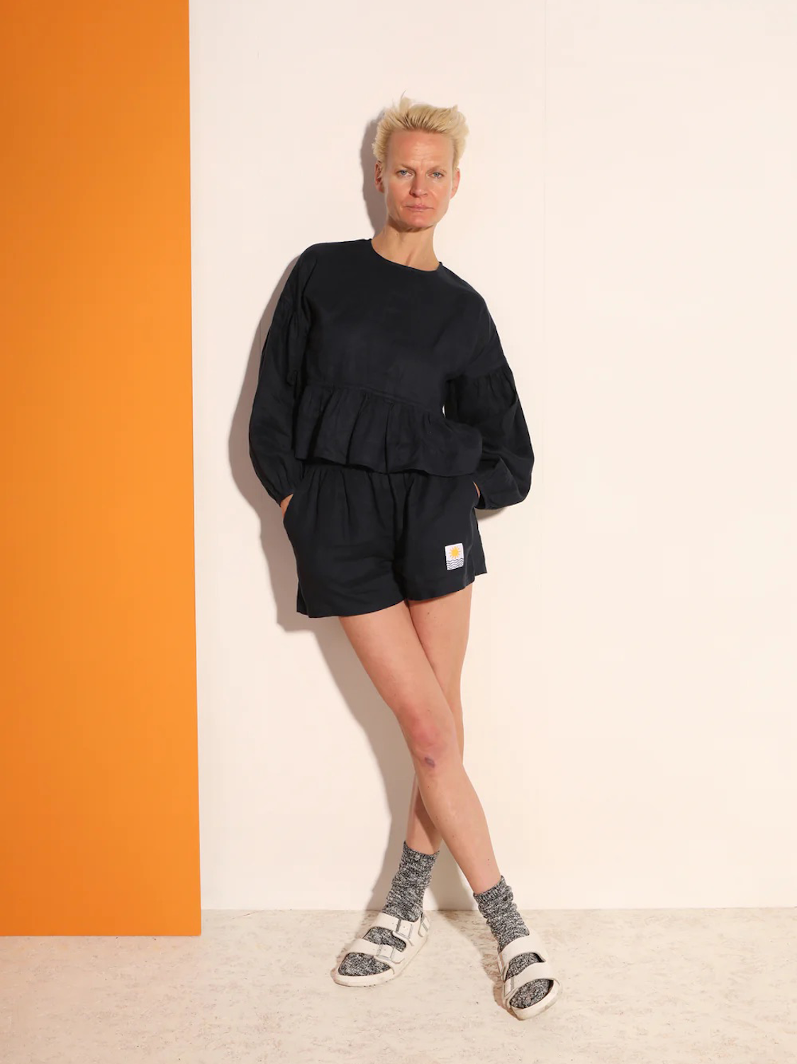 LF Markey | Basic Linen Shorts - Navy